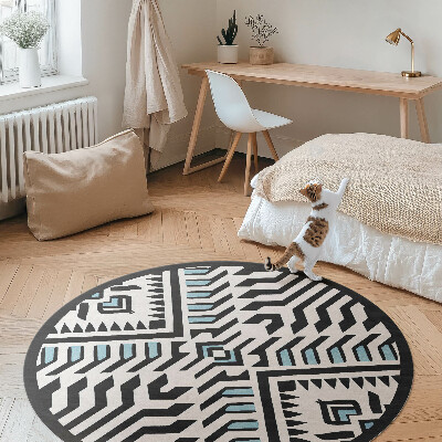 Kulatý vinylový koberec Geometrický abstraktní vzor styl indiánský