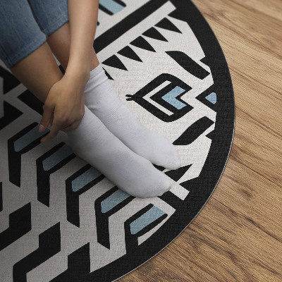 Kulatý vinylový koberec Geometrický abstraktní vzor styl indiánský