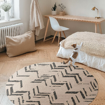 Kulatý vinylový koberec Stopy pneumatik indiánské šipky vzor v rybí kost