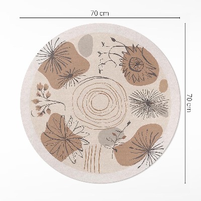 Kulatý vinylový koberec Skvrny čáry a rostliny abstraktní vzor boho