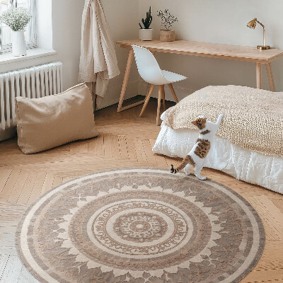 Kulatý vinylový koberec Dekorativní ornament v antickém stylu