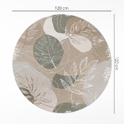 Kulatý vinylový koberec Lineární listy boho