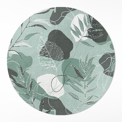 Kulatý vinylový koberec Lineární listy na pastelových boho skvrnách