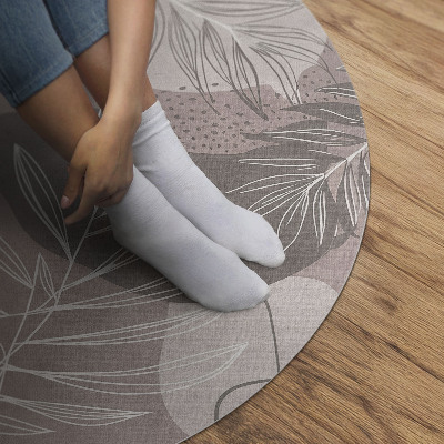 Kulatý vinylový koberec Lineární listy oblý skvrny boho