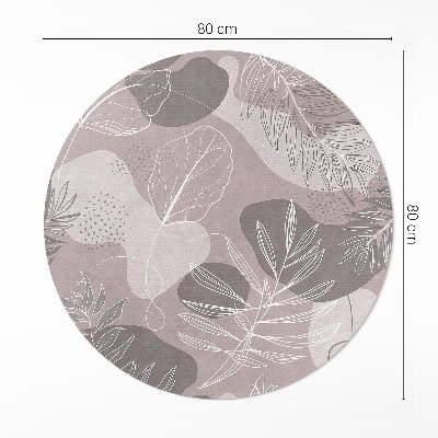 Kulatý vinylový koberec Lineární listy oblý skvrny boho