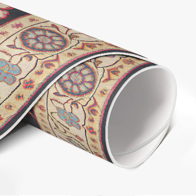 Kulatý vinylový koberec Ornament s květinami a listy styl turecký