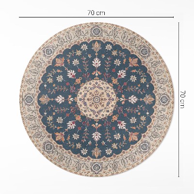 Kulatý vinylový koberec Rostlinný ornament s květinami styl perský