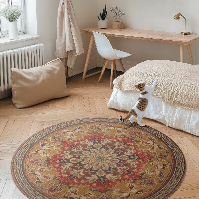Kulatý vinylový koberec Antické vzory květin
