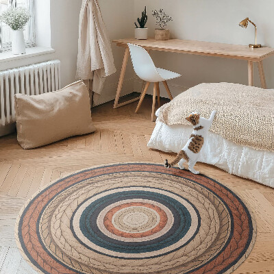 Kulatý vinylový koberec Pletený provaz v přírodních tónech