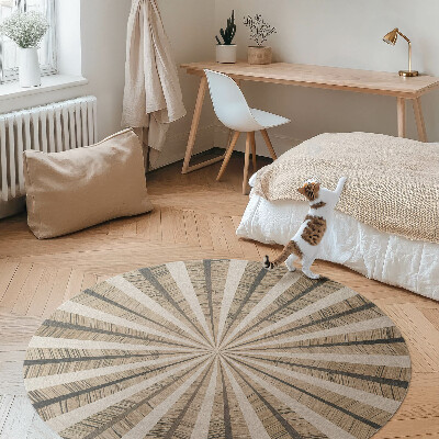 Kulatý vinylový koberec Písková geometrie
