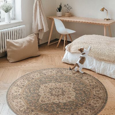 Kulatý vinylový koberec Perské ornamenty v jemných barvách