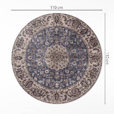Kulatý vinylový koberec Perské ornamenty v modrých odstínech