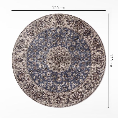 Kulatý vinylový koberec Perské ornamenty v modrých odstínech