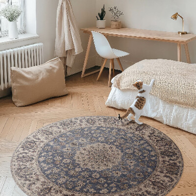 Kulatý vinylový koberec Perské ornamenty v modrých odstínech