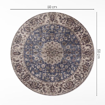 Kulatý vinylový koberec Perské ornamenty v modrých odstínech