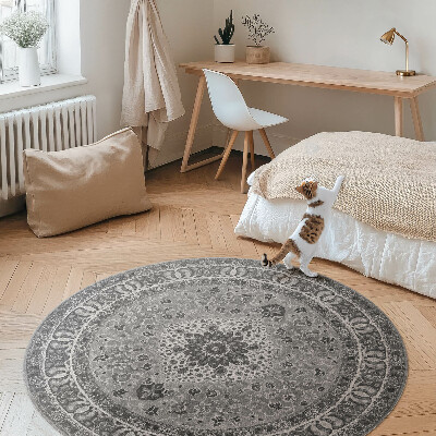 Kulatý vinylový koberec Šedá harmonie