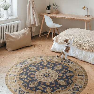 Kulatý vinylový koberec Geometrické mandaly v duchu Aztéků
