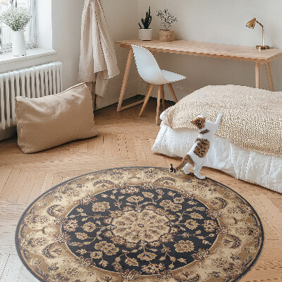 Kulatý vinylový koberec Perská kompozice květin