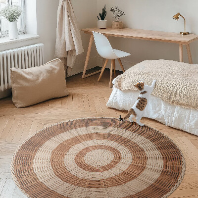 Kulatý vinylový koberec Proutěný košík