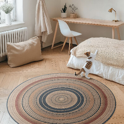 Kulatý vinylový koberec Pletenina v teplých tónech