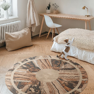 Kulatý vinylový koberec Hnědá kompozice drahokamů