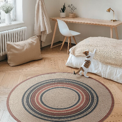 Kulatý vinylový koberec Béžová kompozice z provazu