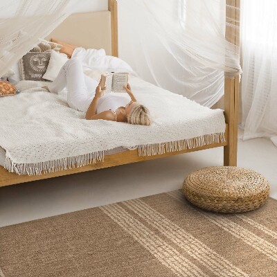 Vinylový koberec Béžové pruhy boho imitace tkaniny