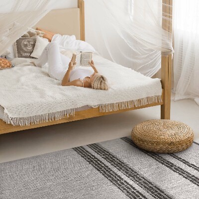Vinylový koberec Šedé pruhy boho imitace tkaniny