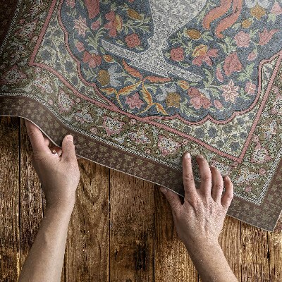 Vinylový koberec Kytice květin vintage imitace tkaniny