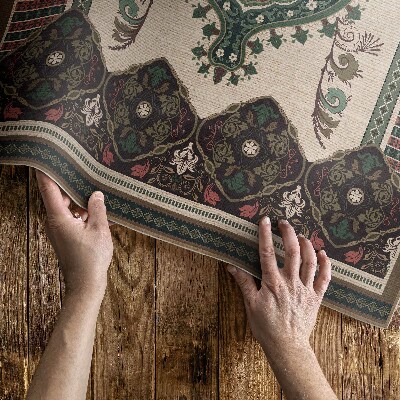 Vinylový koberec Barevná geometrická zeleň