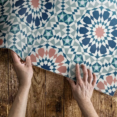 Vinylový koberec Kaleidoskop pastelový geometrický vzor