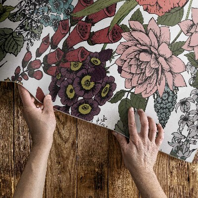 Vinylový koberec Pastelové květiny na louce vintage