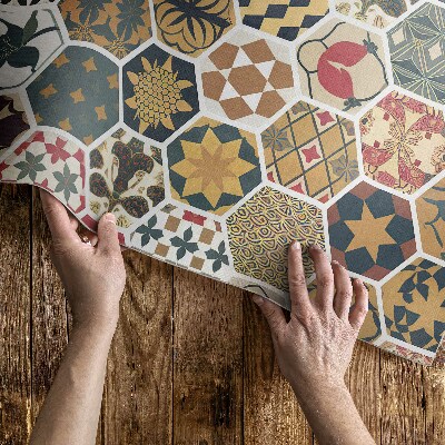 Vinylový koberec Vzorovaná vintage mozaika hexagony