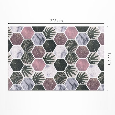 Vinylový koberec Hexagony kamenná mozaika listy
