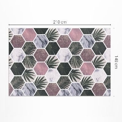Vinylový koberec Hexagony kamenná mozaika listy