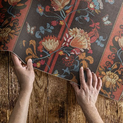 Vinylový koberec Rostlinný ornament ve vintage stylu