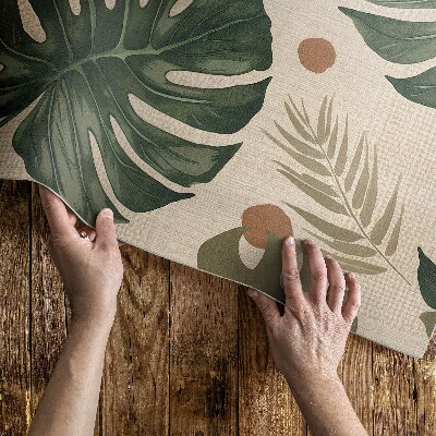 Vinylový koberec Boho listy monstery textilní pozadí