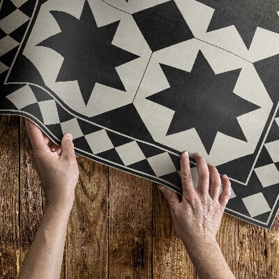 Vinylový koberec Elegantní mozaika s bílými a bílými hvězdami černou