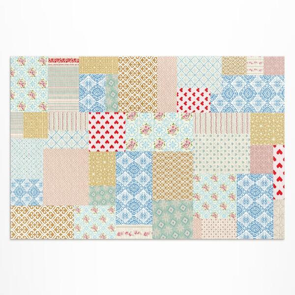 Vinylový koberec různý patchwork textilní imitace kusů