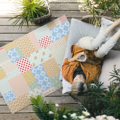 Vinylový koberec různý patchwork textilní imitace kusů