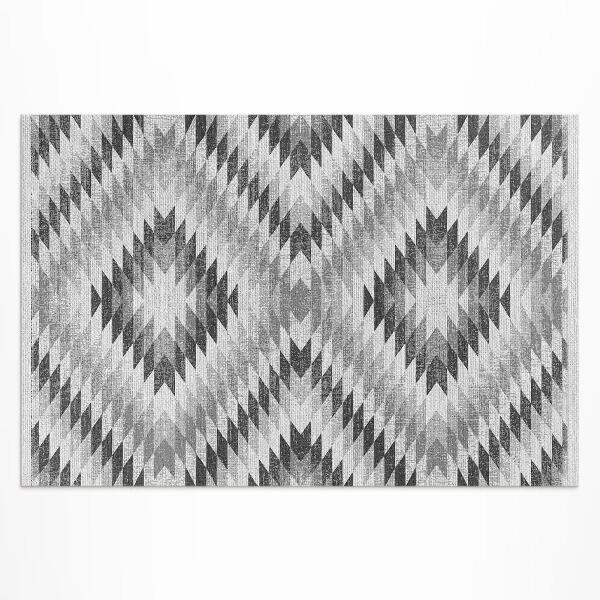Vinylový koberec Imitace tkaniny s šedým geometrickým vzorem