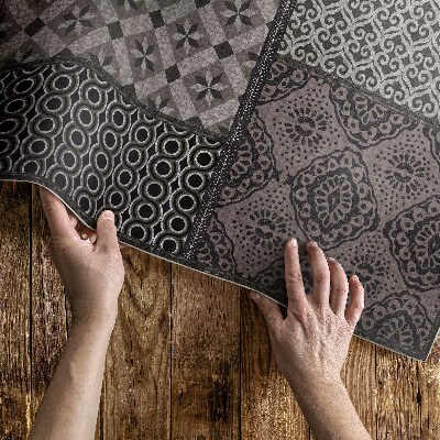 Vinylový koberec Kombinace různých vzorů imitace textilií