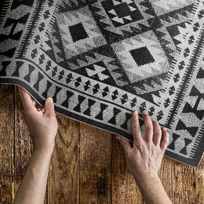 Vinylový koberec Černá imitace kosočtvercové tkaniny