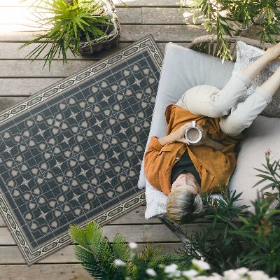 Vinylový koberec stará mozaika s geometrickými hvězdami