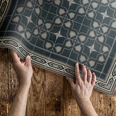 Vinylový koberec stará mozaika s geometrickými hvězdami
