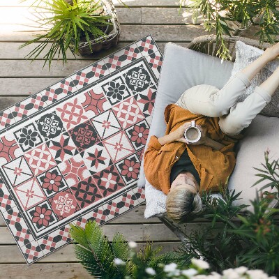 Vinylový koberec Dekorativní obklady s geometrickými trojbarevnými dlaždicemi