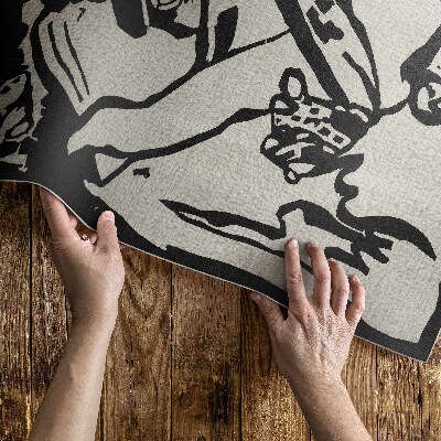Vinylový koberec Páv a drak William Morris Listové pruhy Furuya Korin
