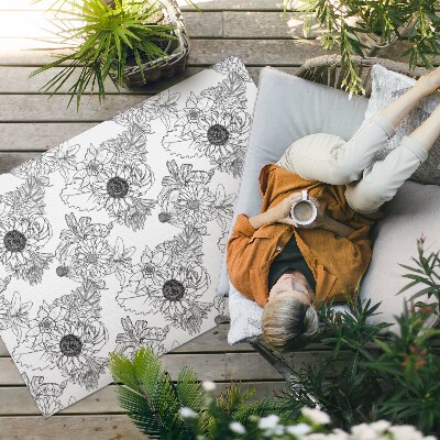 Vinylový koberec Vzor v květinové- slunečnicový vzor ve vintage boho stylu