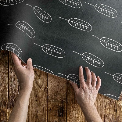 Vinylový koberec Jemné decentní listové liány Mozaika dřevěných čtverců z letokruhů stromů