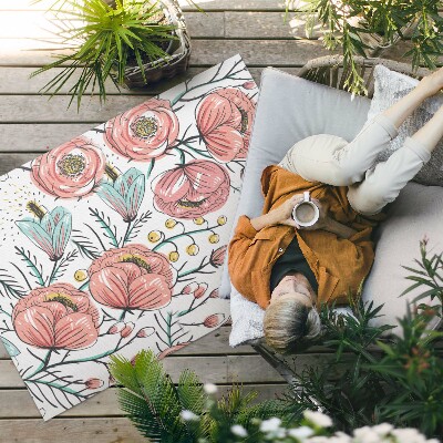 Vinylový koberec Elegantní moderní minimalistický květinový náčrt Elegantní květinový náčrt louka